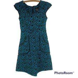 Nooworks abstract squiggle print in teal and black pockets size small like new